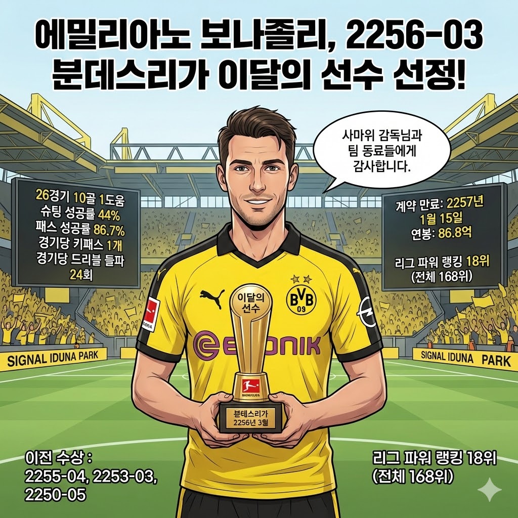 [분데스리가] 보나졸리, 폭발적 득점력으로 이달의 선